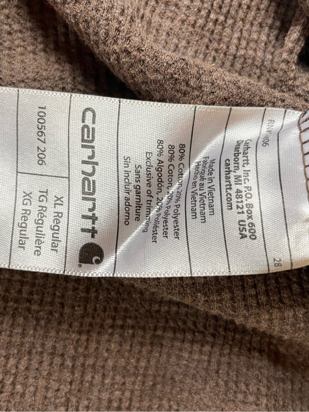 Carhartt Waffle Knit Long Sleeved T-Shirt.  Size XL - Picture 4 of 5